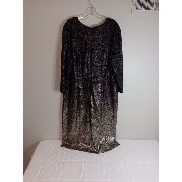 Lane Bryant Pink Ombre Metallic Dress V Neck Sz 22 - Picture 5 of 6